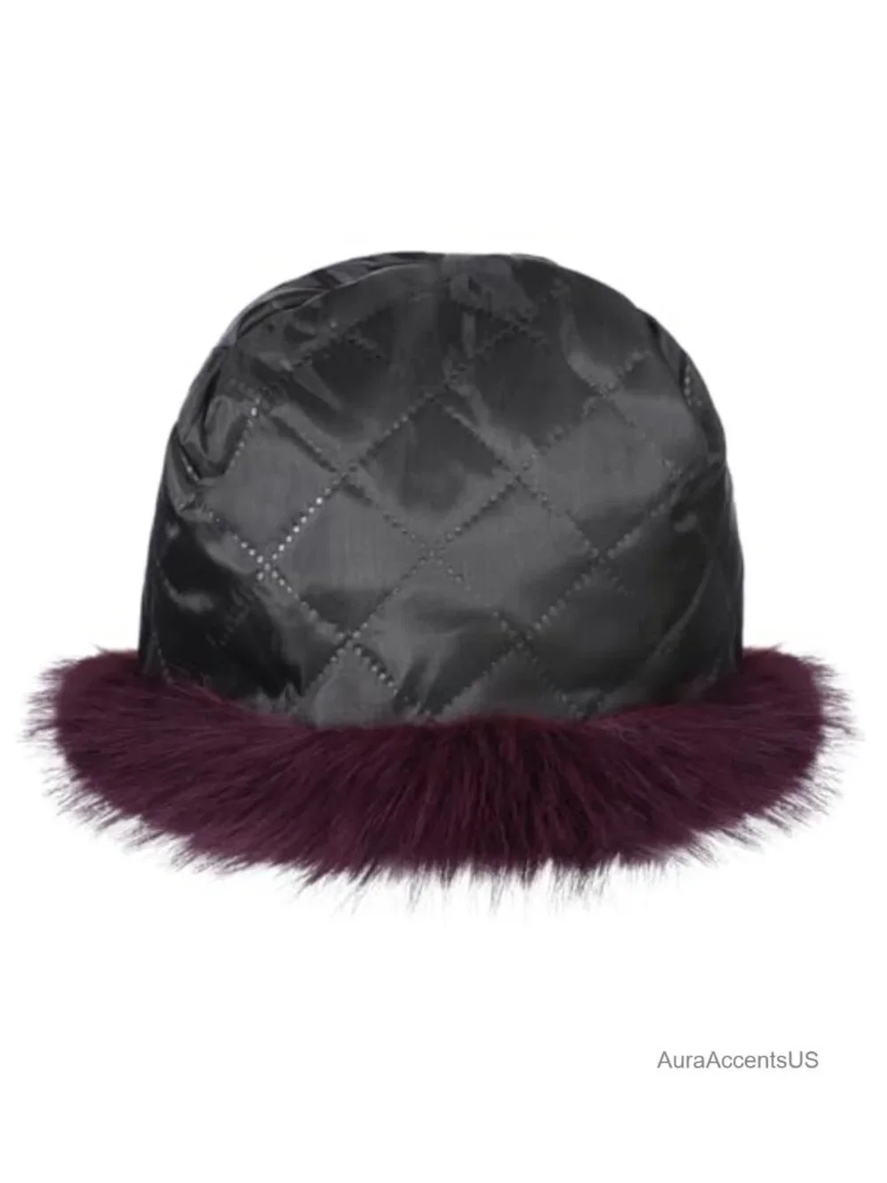 Faux Rabbit Fur Trimmed Cloche Hat with Scarf Set Furry Warm Winter Accessory